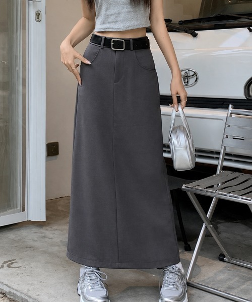 mielu(ミエル)の「ストレートロングスカート(スカート・レディース・グレー/ブラック・MEDIUM/LARGE)」の2枚目の写真