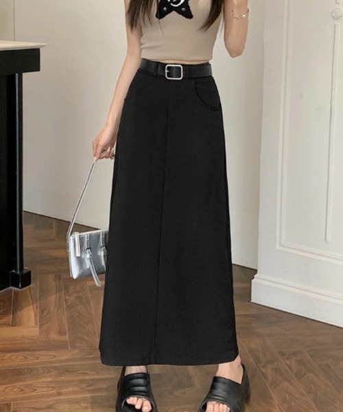 mielu(ミエル)の「ストレートロングスカート(スカート・レディース・グレー/ブラック・MEDIUM/LARGE)」の5枚目の写真