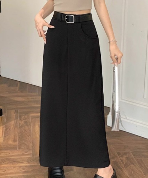 mielu(ミエル)の「ストレートロングスカート(スカート・レディース・グレー/ブラック・MEDIUM/LARGE)」の4枚目の写真