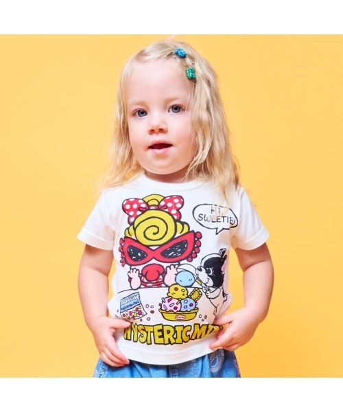 HYSTERIC MINI（ヒステリックミニ）の「HI! SWEETIE 半袖Tシャツ（Tシャツ/カットソー・キッズ・ホワイト/ブラウン/ピンク・90）」の5枚目の写真