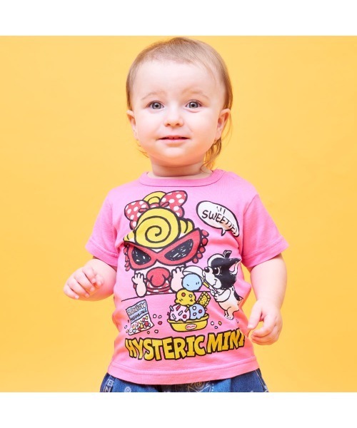 HYSTERIC MINI（ヒステリックミニ）の「HI! SWEETIE 半袖Tシャツ（Tシャツ/カットソー・キッズ・ホワイト/ブラウン/ピンク・90）」の6枚目の写真