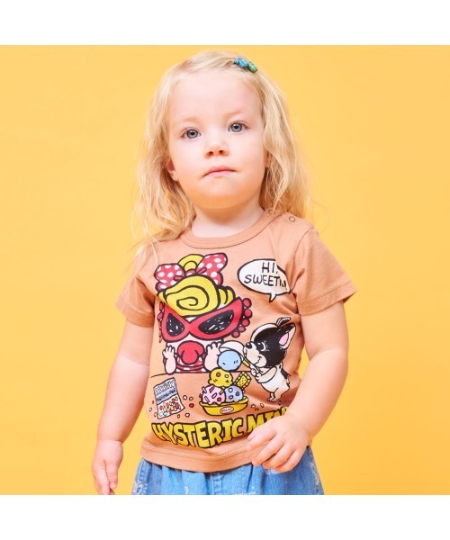 HYSTERIC MINI（ヒステリックミニ）の「HI! SWEETIE 半袖Tシャツ（Tシャツ/カットソー・キッズ・ホワイト/ブラウン/ピンク・90）」の7枚目の写真