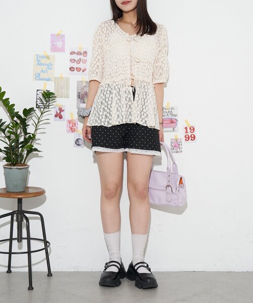 CIAOPANIC（チャオパニック）の「【neutral by ciaopanic】リボンシャーリングブラウス（シャツ/ブラウス・レディース・アイボリー/ブラック/ホワイト・FREE）」の6枚目の写真