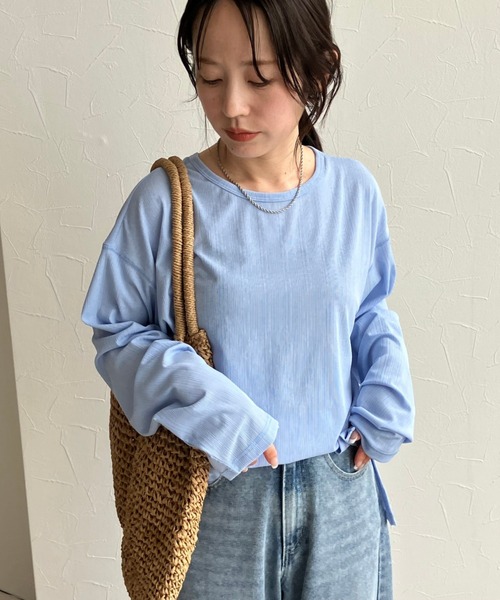 zena（ジェナ）の「前後2WAYヘンリーネックTEE（Tシャツ/カットソー・レディース・ベビーピンク/サックスブルー・フリー）」の6枚目の写真