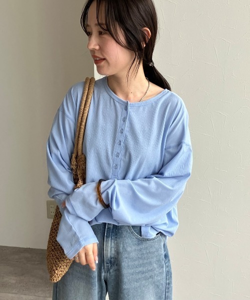zena（ジェナ）の「前後2WAYヘンリーネックTEE（Tシャツ/カットソー・レディース・ベビーピンク/サックスブルー・フリー）」の7枚目の写真