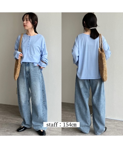 zena（ジェナ）の「前後2WAYヘンリーネックTEE（Tシャツ/カットソー・レディース・ベビーピンク/サックスブルー・フリー）」の5枚目の写真