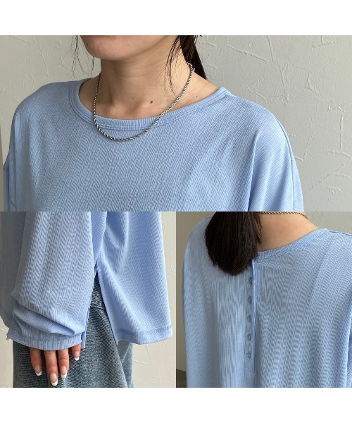zena（ジェナ）の「前後2WAYヘンリーネックTEE（Tシャツ/カットソー・レディース・ベビーピンク/サックスブルー・フリー）」の4枚目の写真