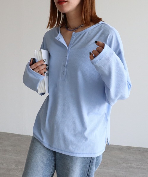 zena（ジェナ）の「前後2WAYヘンリーネックTEE（Tシャツ/カットソー・レディース・ベビーピンク/サックスブルー・フリー）」の15枚目の写真