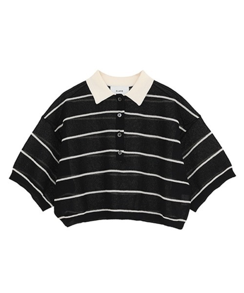 CLANE(クラネ)の「SPONGY SHEER POLO KNIT TOPS 10106-2273(ニット/セーター・レディース・ブルー/ネイビー・1)」の1枚目の写真