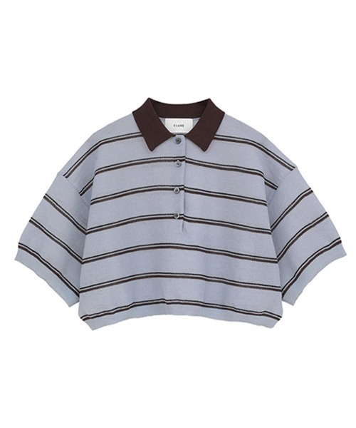 CLANE(クラネ)の「SPONGY SHEER POLO KNIT TOPS 10106-2273(ニット/セーター・レディース・ブルー/ネイビー・1)」の2枚目の写真