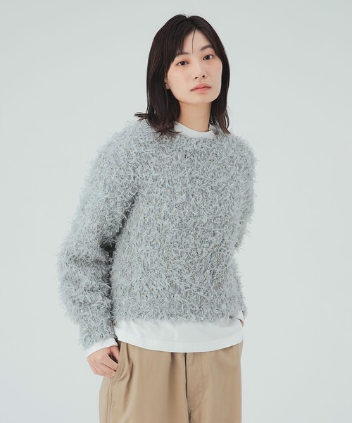 BEAMS HEART(ビームスハート)の「リボン ノットヤーン プルオーバー(ニット/セーター・レディース・ホワイト系その他5/イエロー/グレー・FREE)」の1枚目の写真