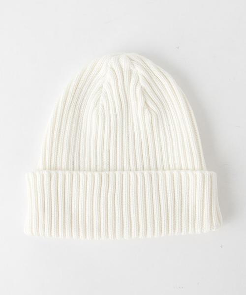 BEAUTY&YOUTH UNITED ARROWS（ビューティーアンドユースユナイテッドアローズ）の「BY コットン ソリッド リブ ワッチ◆（ニットキャップ/ビーニー・メンズ・ホワイト/ブラック/ネイビー・FREE）」の2枚目の写真