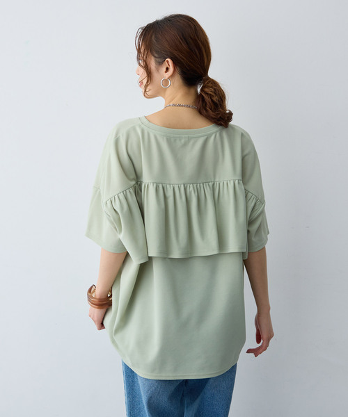 anyfee(エニフィー)の「【anyfee/大きいサイズ】バックフリルTシャツトップス(Tシャツ/カットソー・レディース・ブラック/ライトグリーン・LL/3L/4L/5L)」の11枚目の写真