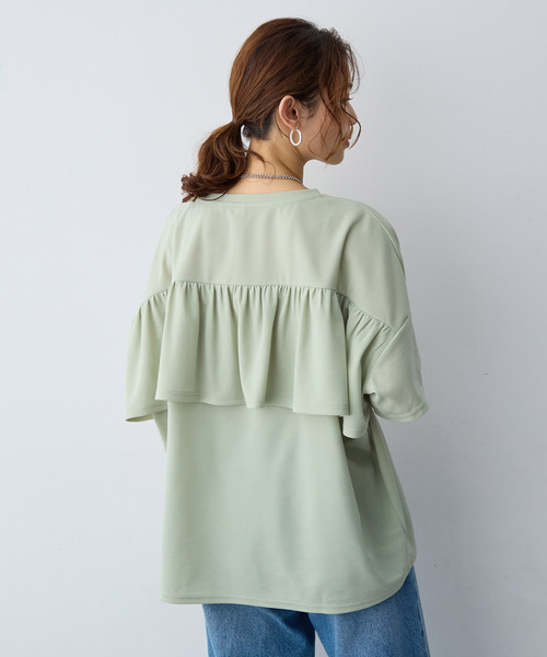 anyfee(エニフィー)の「【anyfee/大きいサイズ】バックフリルTシャツトップス(Tシャツ/カットソー・レディース・ブラック/ライトグリーン・LL/3L/4L/5L)」の12枚目の写真