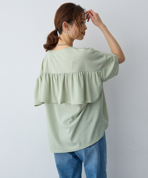 anyfee(エニフィー)の「【anyfee/大きいサイズ】バックフリルTシャツトップス(Tシャツ/カットソー・レディース・ブラック/ライトグリーン・LL/3L/4L/5L)」の13枚目の写真