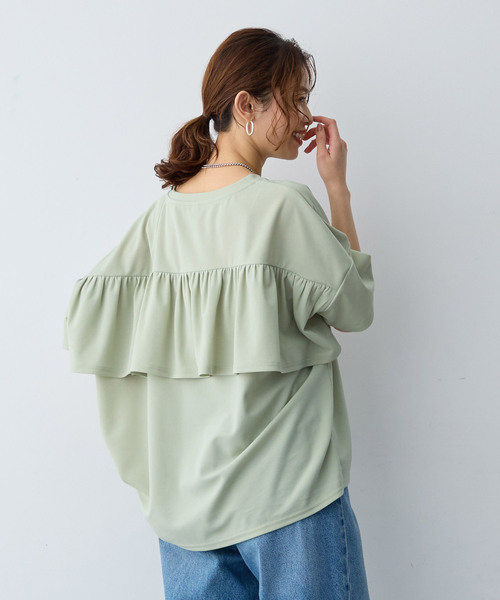 anyfee(エニフィー)の「【anyfee/大きいサイズ】バックフリルTシャツトップス(Tシャツ/カットソー・レディース・ブラック/ライトグリーン・LL/3L/4L/5L)」の18枚目の写真