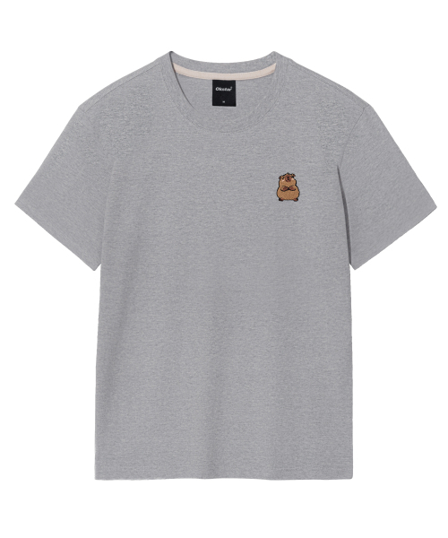 OKSTAR(オクスター)の「カピバラ刺繍半袖(Tシャツ/カットソー・レディース・グレー/ネイビー/ダークグリーン/ダークグレー/クリーム/ブラック/ライトベージュ/ダークブルー/ライトグレー/ホワイト/カーキ・SMALL/MEDIUM/LARGE/X-LARGE/2XL/3XL/4XL)」の15枚目の写真