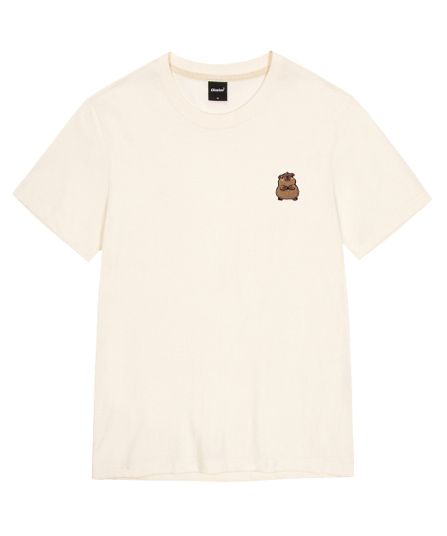 OKSTAR(オクスター)の「カピバラ刺繍半袖(Tシャツ/カットソー・レディース・グレー/ネイビー/ダークグリーン/ダークグレー/クリーム/ブラック/ライトベージュ/ダークブルー/ライトグレー/ホワイト/カーキ・SMALL/MEDIUM/LARGE/X-LARGE/2XL/3XL/4XL)」の19枚目の写真