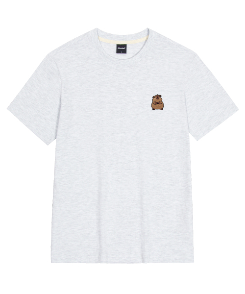 OKSTAR(オクスター)の「カピバラ刺繍半袖(Tシャツ/カットソー・レディース・グレー/ネイビー/ダークグリーン/ダークグレー/クリーム/ブラック/ライトベージュ/ダークブルー/ライトグレー/ホワイト/カーキ・SMALL/MEDIUM/LARGE/X-LARGE/2XL/3XL/4XL)」の20枚目の写真