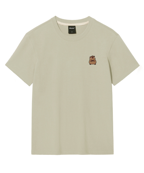 OKSTAR(オクスター)の「カピバラ刺繍半袖(Tシャツ/カットソー・レディース・グレー/ネイビー/ダークグリーン/ダークグレー/クリーム/ブラック/ライトベージュ/ダークブルー/ライトグレー/ホワイト/カーキ・SMALL/MEDIUM/LARGE/X-LARGE/2XL/3XL/4XL)」の21枚目の写真