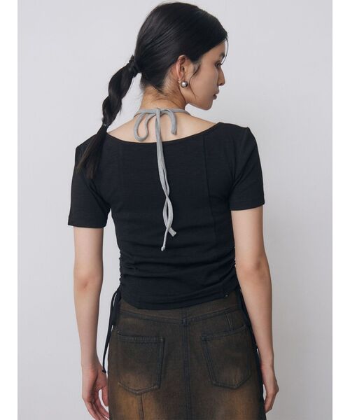 MURUA（ムルーア）の「ホルターネックシャーリングトップス　夏服（Tシャツ/カットソー・レディース・レッド/ブルー/ブラック/アイボリー・FREE）」の22枚目の写真