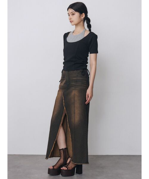 MURUA（ムルーア）の「ホルターネックシャーリングトップス　夏服（Tシャツ/カットソー・レディース・レッド/ブルー/ブラック/アイボリー・FREE）」の21枚目の写真