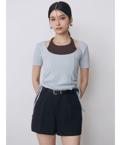 MURUA(ムルーア)の「ホルターネックシャーリングトップス 夏服(Tシャツ/カットソー・レディース・レッド/ブルー/ブラック/アイボリー・FREE)」の12枚目の写真