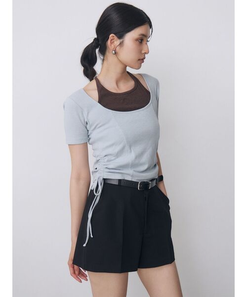 MURUA(ムルーア)の「ホルターネックシャーリングトップス 夏服(Tシャツ/カットソー・レディース・レッド/ブルー/ブラック/アイボリー・FREE)」の14枚目の写真