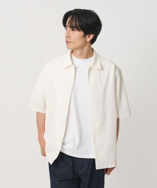 BEAUTY&YOUTH UNITED ARROWS(ビューティーアンドユースユナイテッドアローズ)の「ヨウリュウ キャンプカラー シャツ FORM型 吸水速乾 通気性(シャツ/ブラウス・メンズ・ネイビー/オフホワイト/オリーブ・M/XL/S/L)」の5枚目の写真
