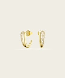 【公式】【スワロフスキー】Classica フープピアス, ラウンドカット, ホワイト, スターリングシルバー, 18Kゴールドコーティング
