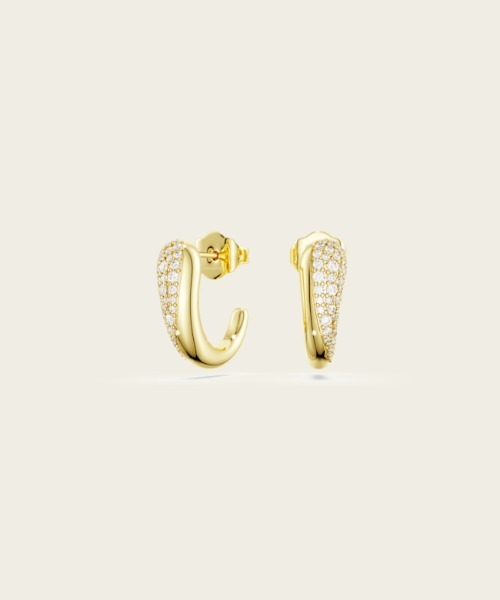 SWAROVSKI(スワロフスキー)の「【公式】【スワロフスキー】Classica フープピアス, ラウンドカット, ホワイト, スターリングシルバー, 18Kゴールドコーティング(ピアス(両耳用)・レディース・ゴールド系・ONE SIZE)」の1枚目の写真