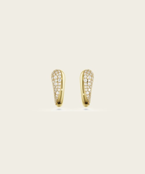 SWAROVSKI(スワロフスキー)の「【公式】【スワロフスキー】Classica フープピアス, ラウンドカット, ホワイト, スターリングシルバー, 18Kゴールドコーティング(ピアス(両耳用)・レディース・ゴールド系・ONE SIZE)」の3枚目の写真