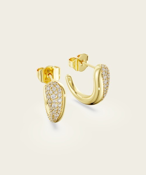 SWAROVSKI(スワロフスキー)の「【公式】【スワロフスキー】Classica フープピアス, ラウンドカット, ホワイト, スターリングシルバー, 18Kゴールドコーティング(ピアス(両耳用)・レディース・ゴールド系・ONE SIZE)」の4枚目の写真