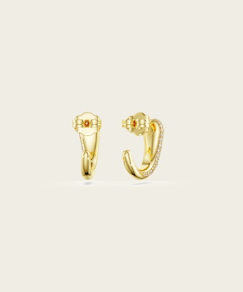 SWAROVSKI(スワロフスキー)の「【公式】【スワロフスキー】Classica フープピアス, ラウンドカット, ホワイト, スターリングシルバー, 18Kゴールドコーティング(ピアス(両耳用)・レディース・ゴールド系・ONE SIZE)」の5枚目の写真