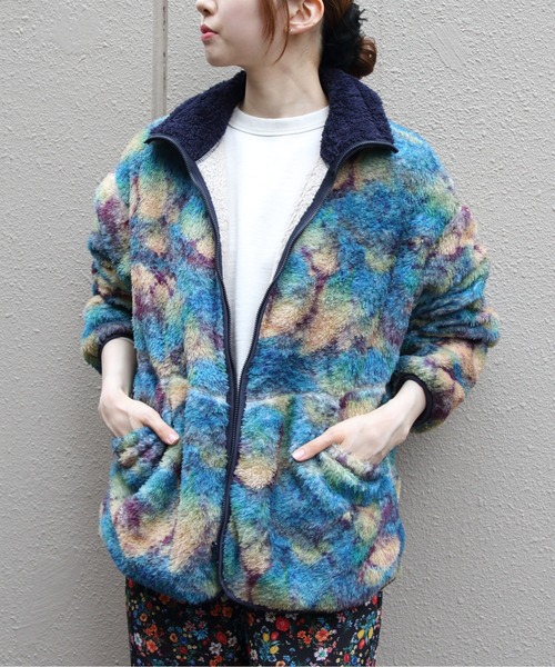 MEYAME(メヤメ)の「MEYAME/メヤメ プリント/ソリッド リバーシブルフリースジャケット PRINT/SOLID REVERSIBLE FLEECE JACKET MEY-2511(その他トップス・レディース・ブルー・FREE)」の1枚目の写真