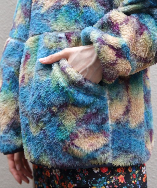 MEYAME(メヤメ)の「MEYAME/メヤメ プリント/ソリッド リバーシブルフリースジャケット PRINT/SOLID REVERSIBLE FLEECE JACKET MEY-2511(その他トップス・レディース・ブルー・FREE)」の4枚目の写真