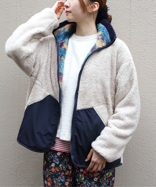MEYAME(メヤメ)の「MEYAME/メヤメ プリント/ソリッド リバーシブルフリースジャケット PRINT/SOLID REVERSIBLE FLEECE JACKET MEY-2511(その他トップス・レディース・ブルー・FREE)」の12枚目の写真