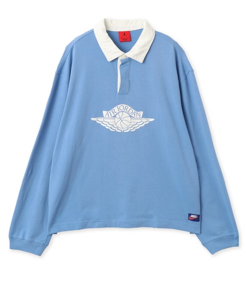 JORDAN BRAND(ジョーダンブランド)の「JORDAN BRAND M J FLT ESS RUGBY TOP / ジョーダン ブランド FLT ESS RUGBY L/S トップ/NIKE【SP】(Tシャツ/カットソー・メンズ・ブルー/ブラック・XL/L/M/S/XXL)」の2枚目の写真