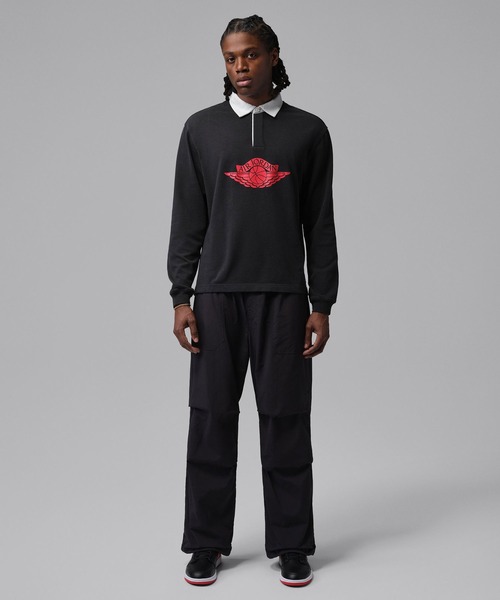 JORDAN BRAND(ジョーダンブランド)の「JORDAN BRAND M J FLT ESS RUGBY TOP / ジョーダン ブランド FLT ESS RUGBY L/S トップ/NIKE【SP】(Tシャツ/カットソー・メンズ・ブルー/ブラック・XL/L/M/S/XXL)」の4枚目の写真