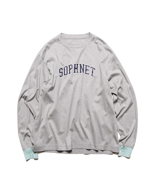 SOPHNET.(ソフネット)の「COLLEGE LOGO COLOR RIBBED L/S WIDE TEE(Tシャツ/カットソー・メンズ・グレー/ブラック・3/4/2/1)」の2枚目の写真