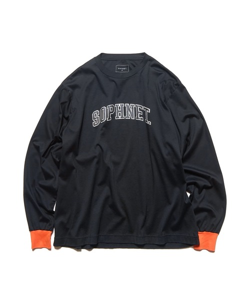 SOPHNET.(ソフネット)の「COLLEGE LOGO COLOR RIBBED L/S WIDE TEE(Tシャツ/カットソー・メンズ・グレー/ブラック・3/4/2/1)」の1枚目の写真
