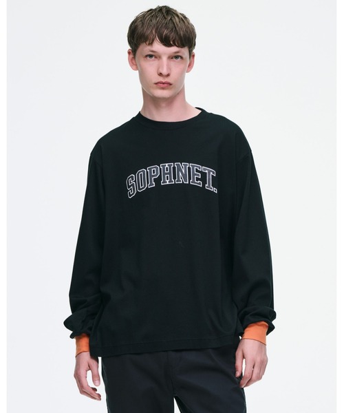 SOPHNET.(ソフネット)の「COLLEGE LOGO COLOR RIBBED L/S WIDE TEE(Tシャツ/カットソー・メンズ・グレー/ブラック・3/4/2/1)」の3枚目の写真