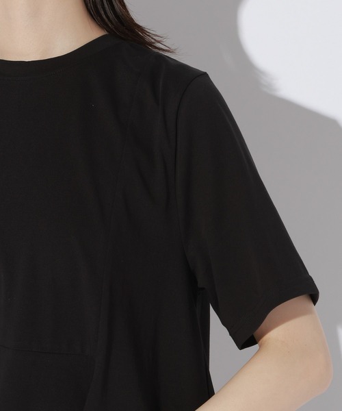 LAKOLE（ラコレ）の「＜接触冷感＞アシメデザインT / 1023228（Tシャツ/カットソー・レディース・オフホワイト/ブラック・FREE）」の9枚目の写真