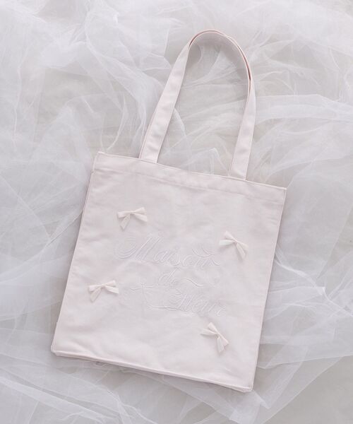 リボンブランドロゴ刺繍スクエアトートバッグ（トートバッグ）｜Maison