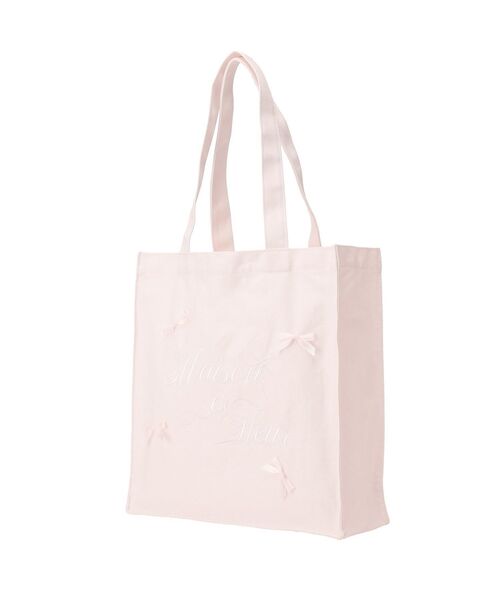 Maison de FLEUR(メゾンドフルール)の「リボンブランドロゴ刺繍スクエアトートバッグ(トートバッグ・レディース・ピンク/ブラック・FREE)」の6枚目の写真