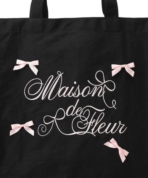 Maison de FLEUR(メゾンドフルール)の「リボンブランドロゴ刺繍スクエアトートバッグ(トートバッグ・レディース・ピンク/ブラック・FREE)」の14枚目の写真