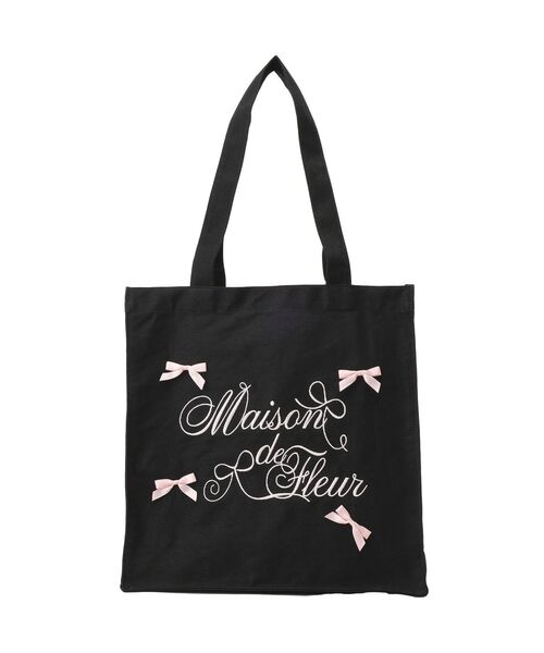 Maison de FLEUR(メゾンドフルール)の「リボンブランドロゴ刺繍スクエアトートバッグ(トートバッグ・レディース・ピンク/ブラック・FREE)」の15枚目の写真