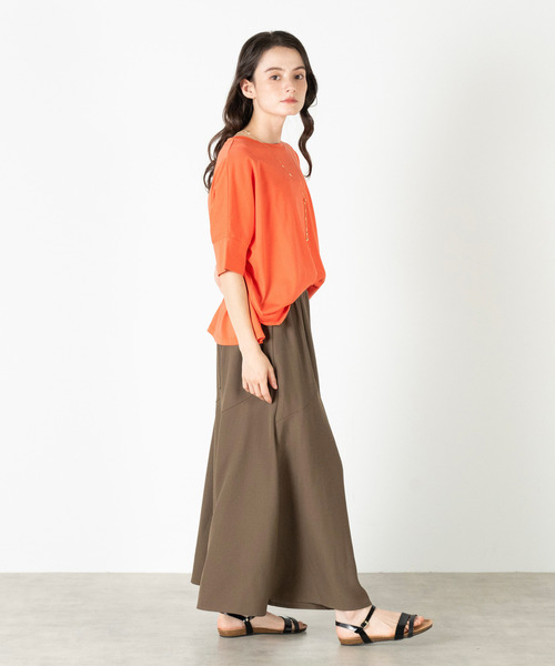MELROSE claire(メルローズ クレール)の「【ハイゲージカットコットンプルオーバー】(Tシャツ/カットソー・レディース・オフホワイト/ネイビー/ブラック/オレンジ・FREE)」の5枚目の写真