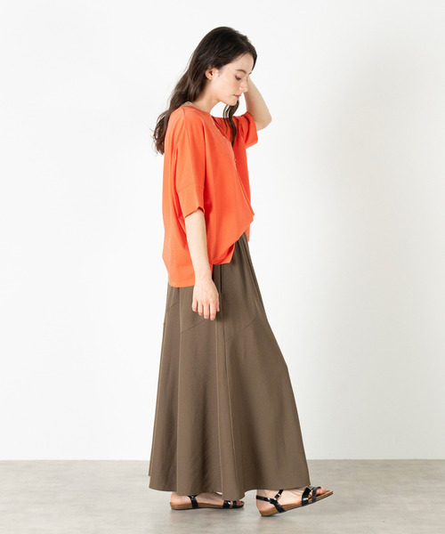MELROSE claire(メルローズ クレール)の「【ハイゲージカットコットンプルオーバー】(Tシャツ/カットソー・レディース・オフホワイト/ネイビー/ブラック/オレンジ・FREE)」の6枚目の写真