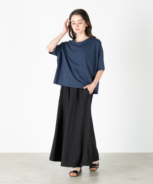 MELROSE claire(メルローズ クレール)の「【ハイゲージカットコットンプルオーバー】(Tシャツ/カットソー・レディース・オフホワイト/ネイビー/ブラック/オレンジ・FREE)」の22枚目の写真